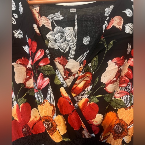 Floral Border High Waist Plus Dress - Picture 4 of 7